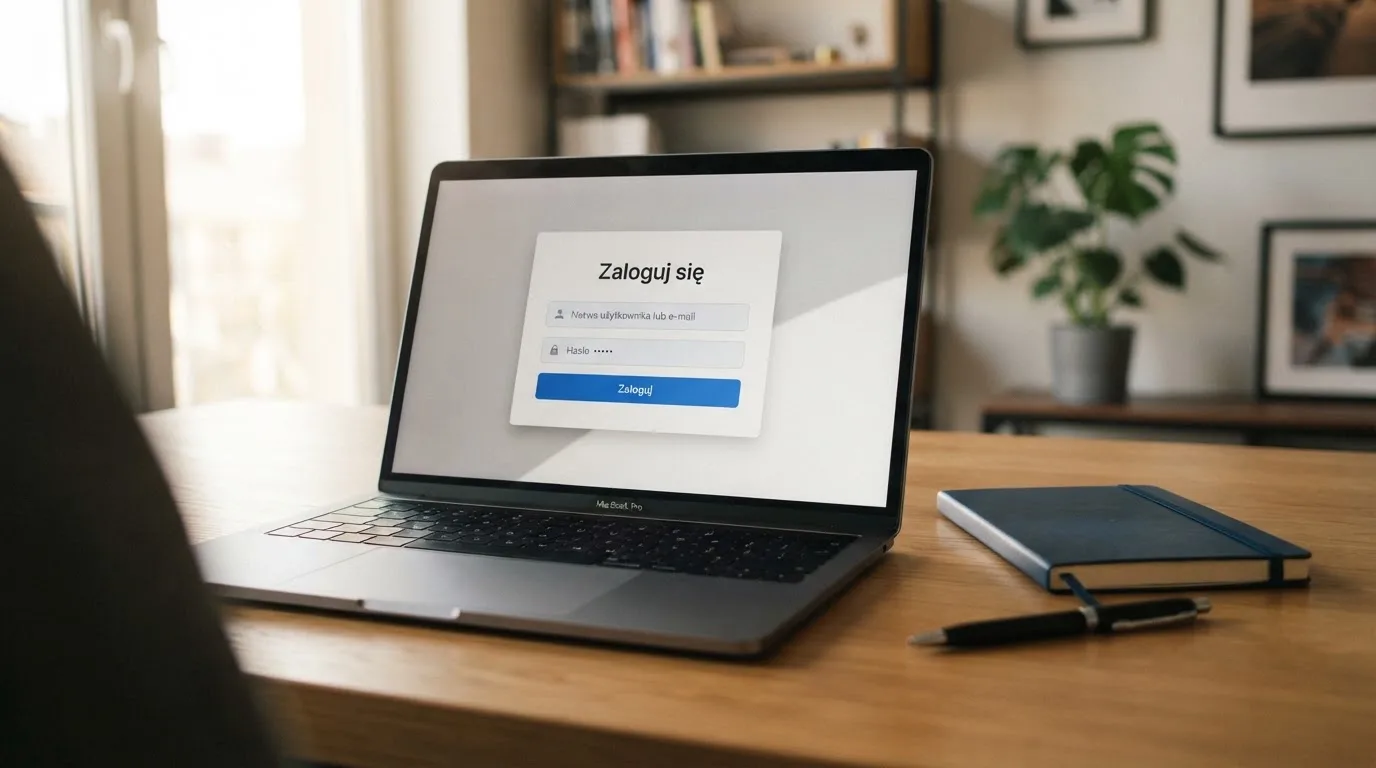 Strona logowania oficjalnej platformy Total Casino na ekranie laptopa, jedynego legalnego kasyna online w Polsce